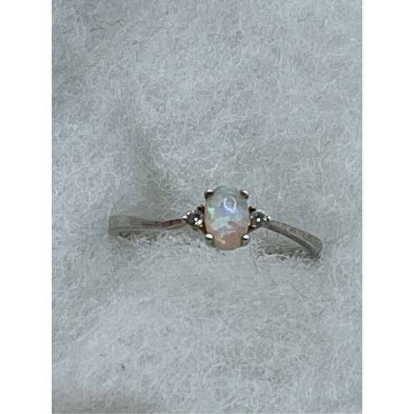 Sterling silver Opal diamond size 7:25 ring - Picture 8 of 10